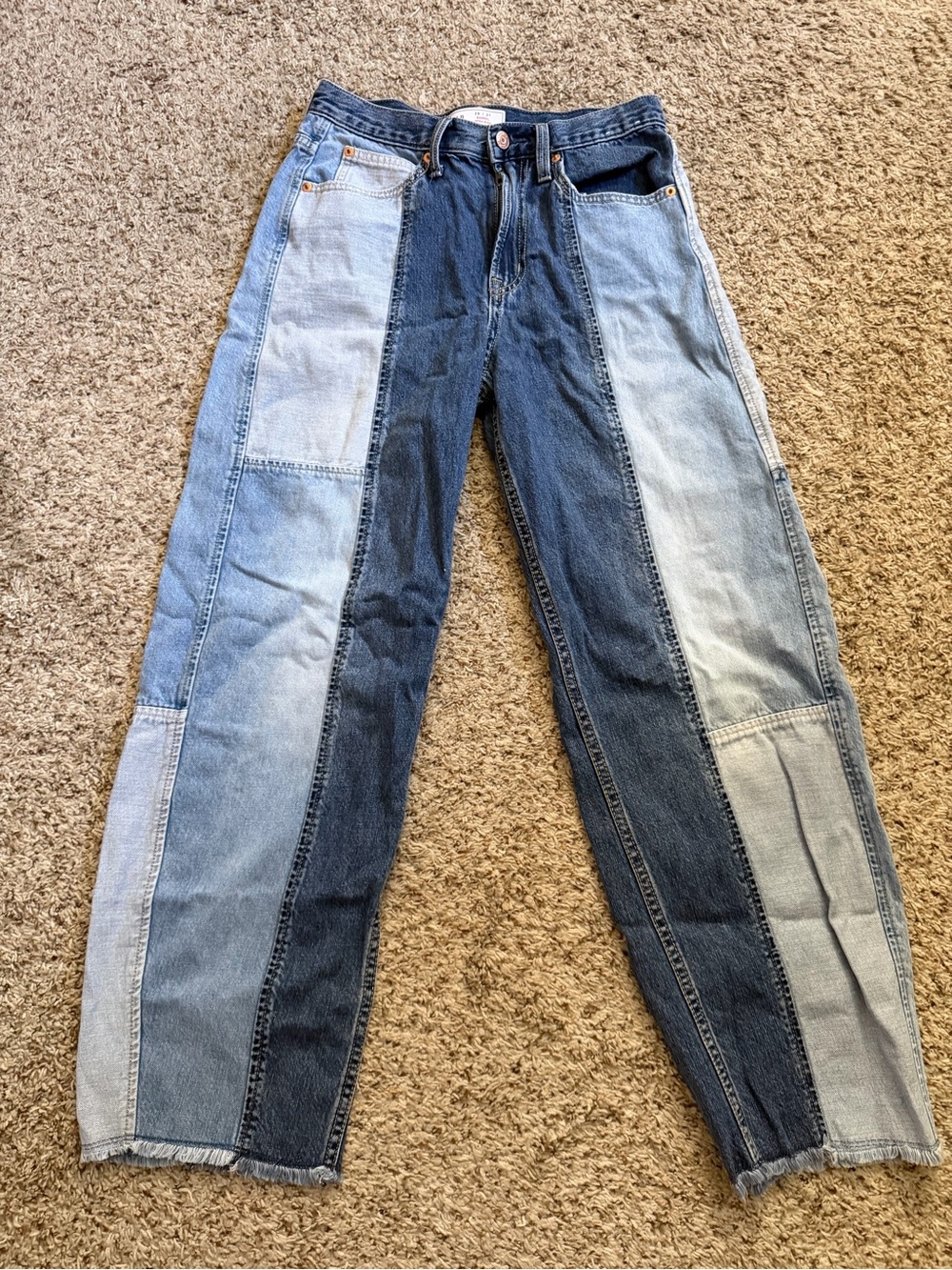 Patchwork Two-Tone Blue Men's Jeans